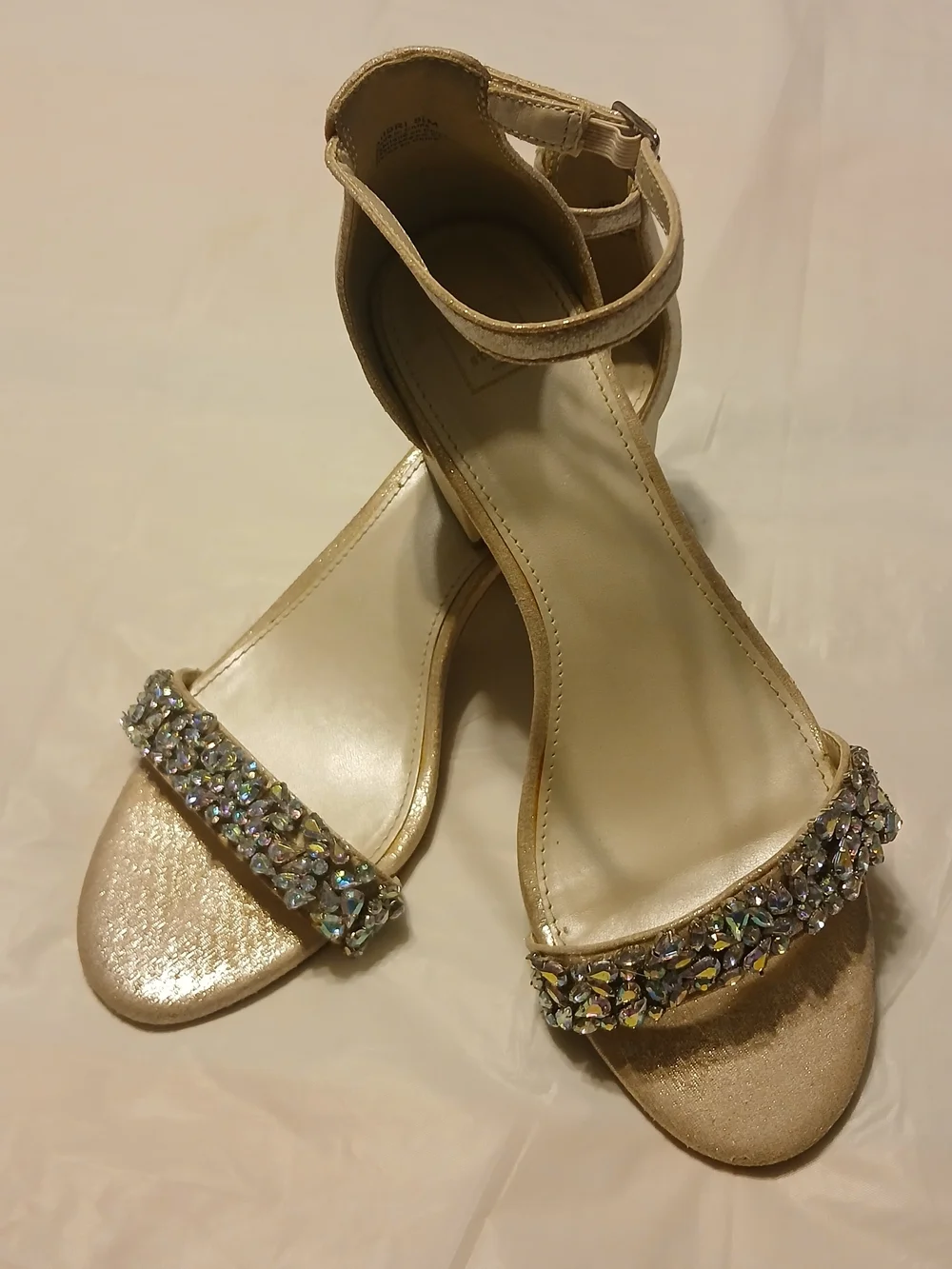 DB Studio Women's Crystal Strap Block Heel Sandals - Pale Pink